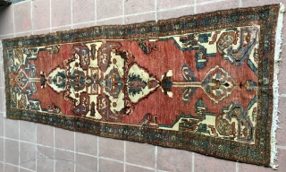 3' 3" x 9' 7" Northwest Persian in reasonably good overall  pile condition; some low spots.  Needs approx. 100 knots re-piled; one end is uneven.      