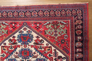 Antique Afshar, late 19th century 1.68 x 1.27m  Excellent condition all over with a good glossy wool pile.  Some small lower areas of wear in the main ivory field, see  ...