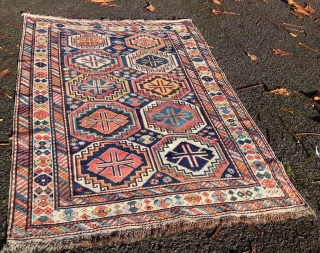 Antique Shirvan rug, circa 1900 in excellent condition.  Size is 5' 2 x 3' 8 ft - 1.58 x 1.11m  The pile is very good all over with some corrosion  ...