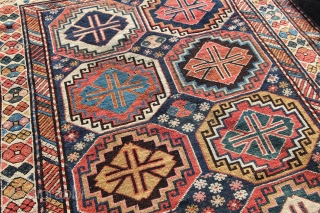 Antique Shirvan rug, circa 1900 in excellent condition.  Size is 5' 2 x 3' 8 ft - 1.58 x 1.11m  The pile is very good all over with some corrosion  ...