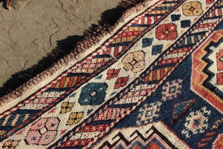 Antique Shirvan rug, circa 1900 in excellent condition.  Size is 5' 2 x 3' 8 ft - 1.58 x 1.11m  The pile is very good all over with some corrosion  ...