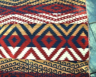 19th C. Kungrat gajara kelim. Size 5'10" x 9'10"
  This kelim is in perfect condition. All good dyes. Just a very good antique kelim that gives a lot of presence in  ...