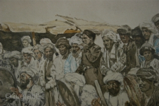  This watercolor was done as part of a set of ethnographic paintings by a Russian artist during a Central Asian expedition in the ealry 30"s It  is a nice thing  ...