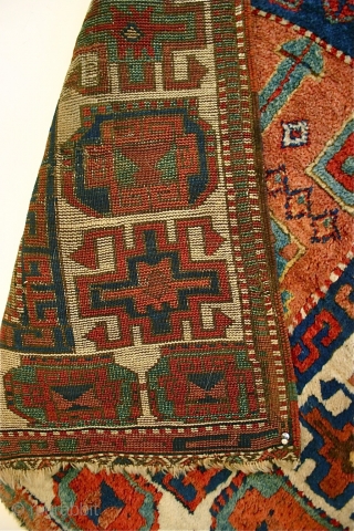 Archaic East Anatolian Yuruk Rug. circa 1800 - 1830. Size 7'4" x 3'1"
Condition is excellent with mostly full pile. One narrow border at one end is restored. Brilliant color and wool, in  ...