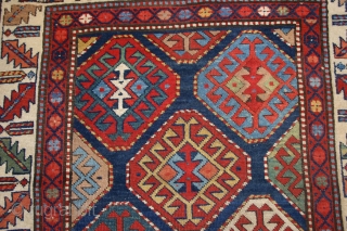 Antique Gendje / Circa 3rd qtr. 19th c.? Size: 7'2" x 1'3"
The beautiful small rug has an OUTSTANDING color palette and a brilliant array of multiple COLORS! I especially lov the lovely  ...