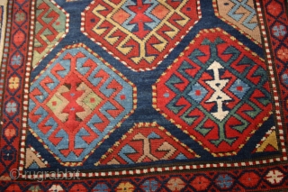 Antique Gendje / Circa 3rd qtr. 19th c.? Size: 7'2" x 1'3"
The beautiful small rug has an OUTSTANDING color palette and a brilliant array of multiple COLORS! I especially lov the lovely  ...