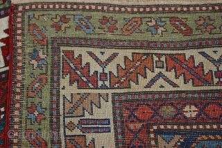 Antique Gendje / Circa 3rd qtr. 19th c.? Size: 7'2" x 1'3"
The beautiful small rug has an OUTSTANDING color palette and a brilliant array of multiple COLORS! I especially lov the lovely  ...