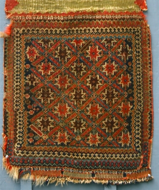 Kashkai Khodjin/ & Kelim, mid 19th c.
I bought this Khordjin because of the beautiful colors, especially the lime green. It has an excellent weave, and tho down to the knots most places  ...