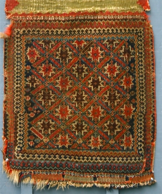 Kashkai Khodjin/ & Kelim, mid 19th c.
I bought this Khordjin because of the beautiful colors, especially the lime green. It has an excellent weave, and tho down to the knots most places  ...