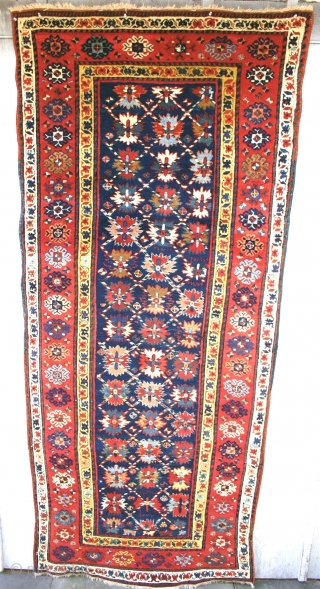 Antique Saliani Gallery Rug / S.E. Caucuses / Circa 1850. Exceptional wool and dyes. DeeP FULL Pile, original ends and sides with minor restoration of selvedges.  Several small areas of re-piling  ...