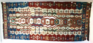 Aksaray Kelim, 18th c. 14' x 6'. This is an unusual kelim from the Aksaray area, or possibly Obruk. It is extremely finely woven and has excellent saturated colors. It is also  ...