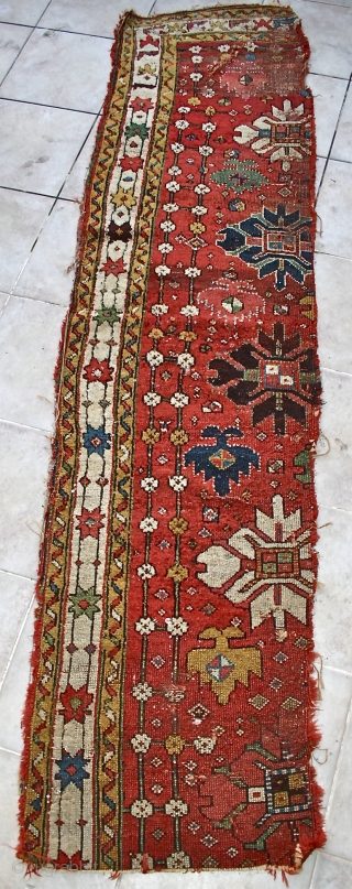 Kuchan Kurd Fragment / circa 1800, or earlier? Size: Fragment, 8' x 2'
I had a smaller piece of this same rug in the Spring. This piece has a bit more pile and  ...