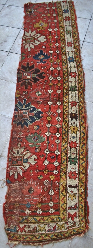 Kuchan Kurd Fragment / circa 1800, or earlier? Size: Fragment, 8' x 2'
I had a smaller piece of this same rug in the Spring. This piece has a bit more pile and  ...