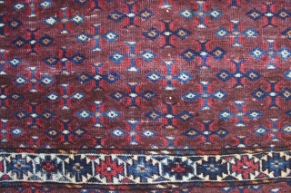 Chodor or  (possibly) Eagle II  Wedding Rug, circa 1850. 2'9" x 3'11" Structure; asymmetric knotting, mixed cotton and camel wool weft, 10 colors .p - Chodor? / Purple Ground Group  ...