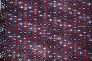 Chodor or  (possibly) Eagle II  Wedding Rug, circa 1850. 2'9" x 3'11" Structure; asymmetric knotting, mixed cotton and camel wool weft, 10 colors .p - Chodor? / Purple Ground Group  ...