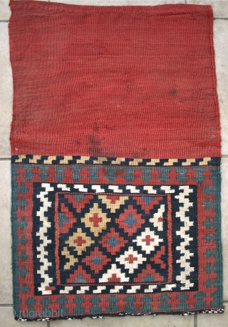 Baktiari Complete Khordjin,  19th c.
Size: face, 37 cm. x 48 cm. / complete, 72 cm x 48 cm.
Lovely small Khordjin with excellent saturated dyes,
and good weave, handle, and graphics, White cotton  ...
