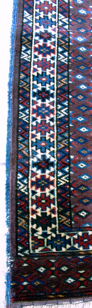 Chodor or  (possibly) Eagle II  Wedding Rug, circa 1850. 2'9" x 3'11" Structure; asymmetric knotting, mixed cotton and camel wool weft, 10 colors .p - Chodor? / Purple Ground Group  ...