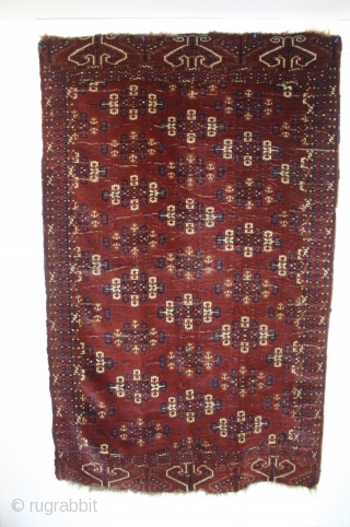 Very old Kepsi Gol Yomut; small format, 6'4" x 3'6" / Ensi size? This rug has a very dense weave, saturated colors, and thick, heavy handle. i think it is before 1800  ...