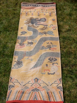 Ningxia Pillar Carpet approximately 92in X 32in or 234cm X 81cm. Latter half of the 20th century. Seemingly all vegetal dyes including what is likely a fugitive logwood dye that has washed  ...