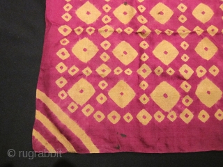 A pair of Pelangi silk Head scarfs from Cambodia, they date from the early 20th century. Both pieces have some small holes and stitches, normal for this type of very finely made  ...