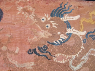 China – Silk embroidered textile.  Dates from the 17th century.  Condition as seen from photos, with some repairs but in generally fine condition with really wonderful natural colors. Two old  ...