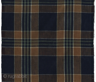 Group of Vintage Japanese Cotton Plaids. Bought in Japan in the 1970s - were older then. These were used for futon covers. All selvedges intact. Condition varies. #20: Three joined pieces 23"  ...