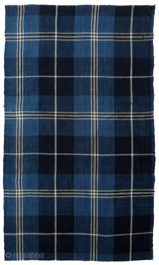 Group of Vintage Japanese Indigo Cotton Plaids. Bought in Japan in the 1970s - were older then. Basically good condition - a few minor holes. Some are handwoven. All selvedges intact. These  ...