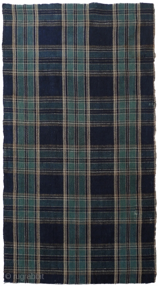 Group of Vintage Japanese Indigo Cotton Plaids. Bought in Japan in the 1970s - were older then. Basically good condition - a few minor holes. Some are handwoven. All selvedges intact. These  ...
