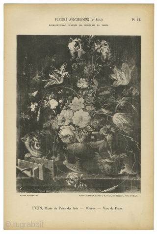 Fleurs Anciennes. France, 1928. 1st series has 45 out of 48 black/white plates - missing plates 36, 40, 42. 2nd series is complete with 63 black/white plates. Each plate is a reproduction  ...