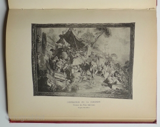 Book. La Manufacture de Tapisseries de Beauvais. M. Jules Badin, Societe de Propagation des Livres D'Art, Paris, 1901. Hardcover; red cloth; no dust jacket; marbleized end papers front and back; 116 pages;  ...