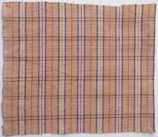 Group of 12 Japanese Cotton Plaids. Bought in Japan in the 1970s from a boroichi's warehouse - were old then. Good for patching. Assorted sizes and condition. #1 11" x 13" selvedge  ...