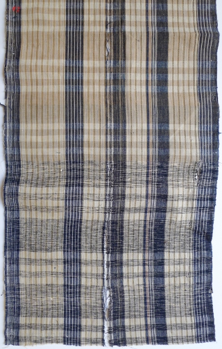 Group of 12 Japanese Cotton Plaids. Bought in Japan in the 1970s from a boroichi's warehouse - were old then. Good for patching. Assorted sizes and condition. #1 11" x 13" selvedge  ...