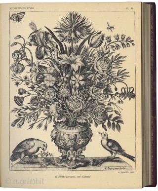 Bouquets de Style. Paris, 1945. 9.5" X 12". Beautiful burgundy leather-bound version complete with 48 plates; 8 in color. Gold embossed title, date, and small urn on leather spine; marbleized endpapers. Numbered  ...
