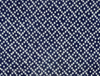 Old Japanese Katagami-Printed Silk Fabric. 64" x 13.5" selvedge to selvedge. The slight imperfections in the stencil (katagami) used to print this cloth can be seen. It is peppered with small holes  ...