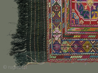 Afghani Eating Cloth ('Dasterkhan')

Not often found, this type of eating cloth is from northwest Afghanistan. Painstakingly embroidered in wool on a plainweave natural wool background, it is quite elaborate in pattern and  ...