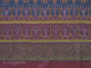 Antique Khmer Silk - Complexly patterned, harmoniously colored and with three intricate borders, this lovely textile is a visual delight. It was used as a man's lower body garment for ceremonies. Each  ...