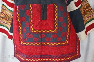 A rare find...Chinese minority festival top from  Nan Dian   90 +  years old 
hand woven cotton fabric with a variety of embroidery techniques using home spun threads...
Jacket is  ...