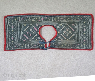 Rare Chinese Ethnic Minority Children's collars Late Qing 

These 3 collars were originally the collar portion and were sewn to a lower section to forming a child's pinafore... Home spun yarns intricately  ...