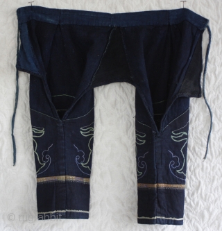 Miao Chinese minority toddlers pants circa 1940's
EMT160
These toddler's pants were used by successive siblings and probably several generations of Chinese Miao ethnic minority children. The pants are of handwoven indigo dyed fabric  ...