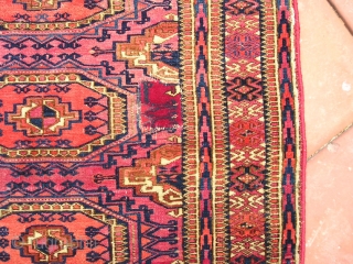 Tekke Chuval
Very fine wool. 1 patch
4'2" x 2'
550 USD + shipping
We have been collecting tribal pieces and have run out of room.
Let me know if you want more pictures. SOLD
   