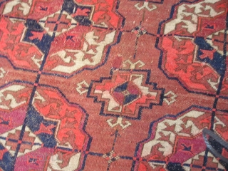 Tekke Turkmen Main Tent Carpet.    Very fine weave. 
Excellent condition with very little wear to the pile.  We had one corner repaired when we bought it. See last  ...