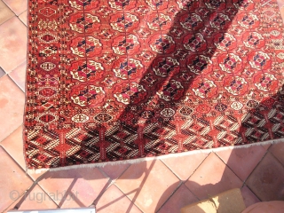 Tekke Turkmen Main Tent Carpet.    Very fine weave. 
Excellent condition with very little wear to the pile.  We had one corner repaired when we bought it. See last  ...