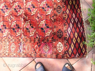 Tekke Turkmen Main Tent Carpet.    Very fine weave. 
Excellent condition with very little wear to the pile.  We had one corner repaired when we bought it. See last  ...