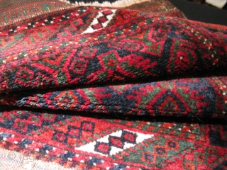 Baluch Balisht w kilim ends intact late 19th C
special colours, green noteworthy.
Perfect condition: supple and adorable.
Wool is exceptional, lustrous.              