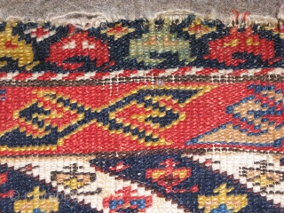 Re-posted: Caucasian Shirvan Long bagface
fragment circa 1870s  Floppy hand. Amazing dark 
almost black blues have good pile,no faded colours
except the Fuchine which helps establish the age
The wool is wonderful and so  ...