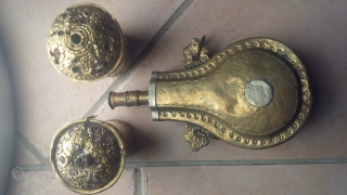 3 antique tibetean tribal collectables handmade of brass                         
