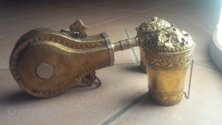 3 antique tibetean tribal collectables handmade of brass                         