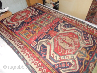   Antique  Lenkoran  about mid 19 th. century 106 X 230 cm.

  Fantastic  colors , some  wear , lose  borders  at  both   ...