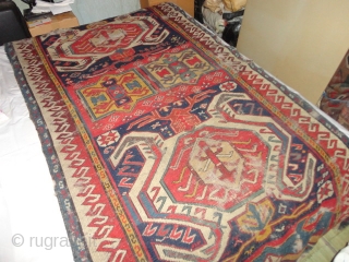   Antique  Lenkoran  about mid 19 th. century 106 X 230 cm.

  Fantastic  colors , some  wear , lose  borders  at  both   ...