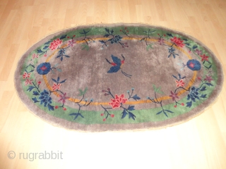 
  Antique  Nichols  China  rug  Art-Deco   1925   56 X 74  cm.

  Superb  natural  colors  , rare  oval  ...